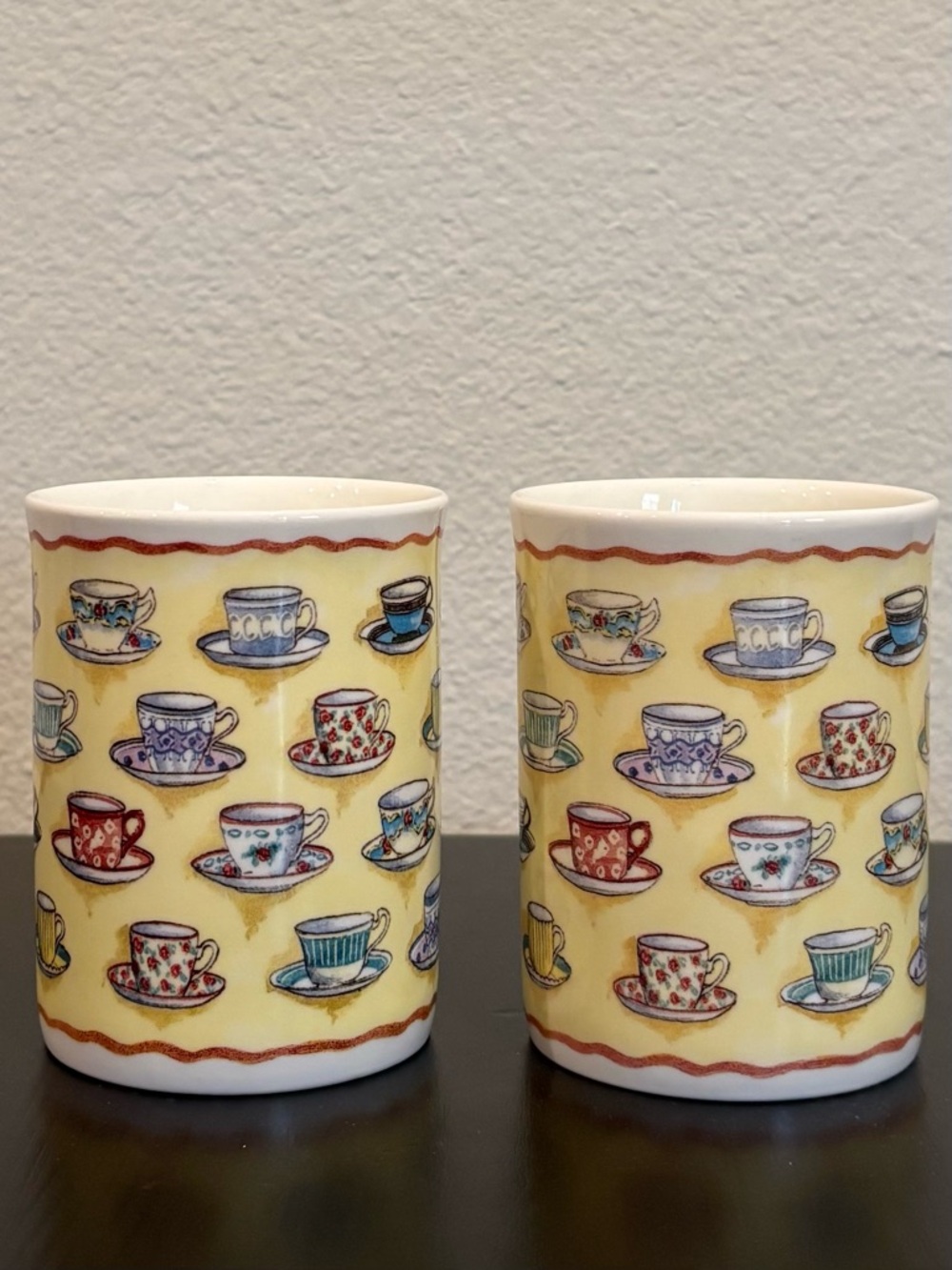 VTG Cottagecore Tea Time Set of 2 Mugs (Grandmacore/Whimsical/Countryside/Kitch)